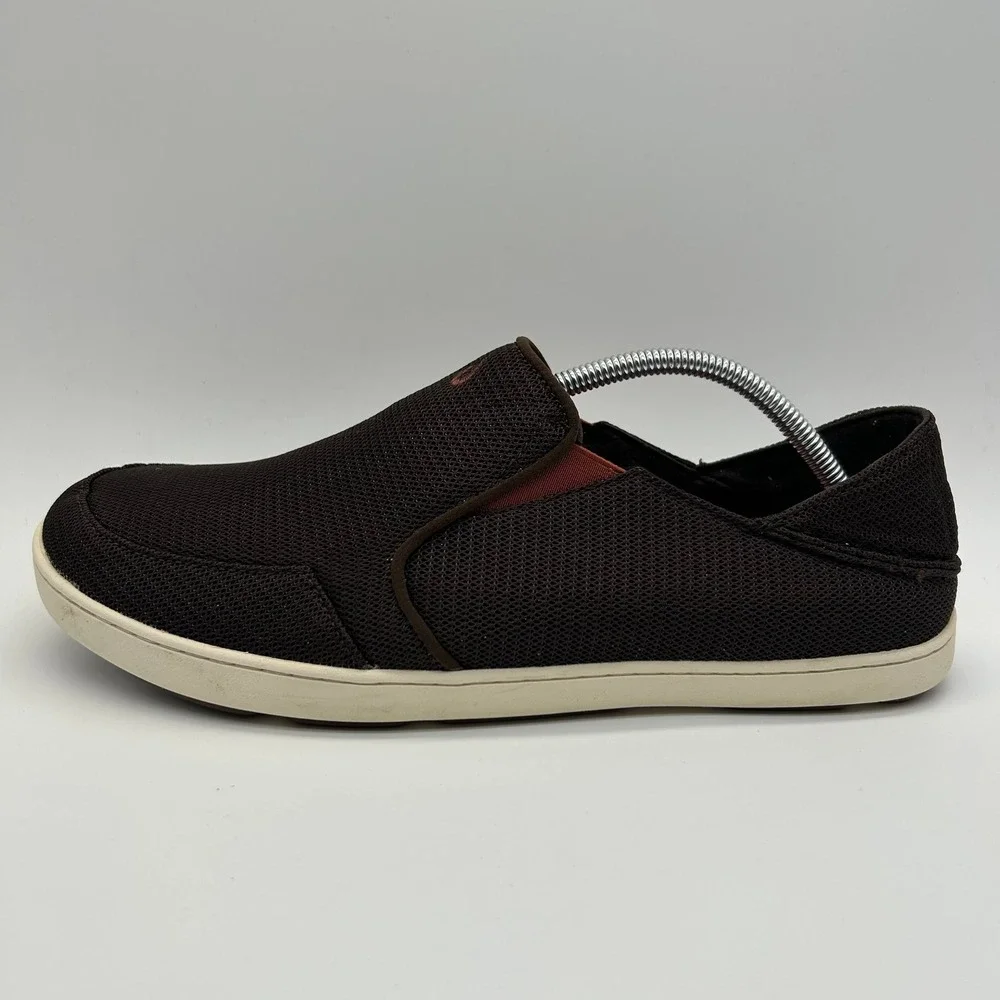 OluKai Nohea Mesh Shoes Mens 12 Brown Slip On Loafer Breathable Drop-In Heel
